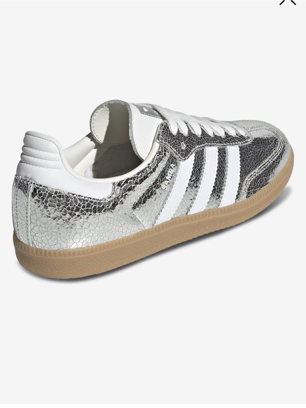Adidas Samba OG W Silver Metallic Cracked Leather Sneakers NWT Size 7 Sold Out - Picture 2 of 8